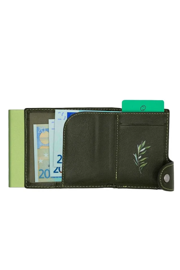 Classic Leather Coin Holder In Green