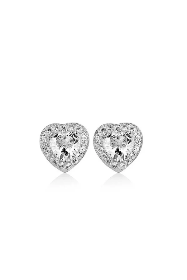 Clear Stone Heart Earrings