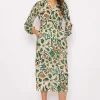 Cliodhna Green Printed Midi Dress