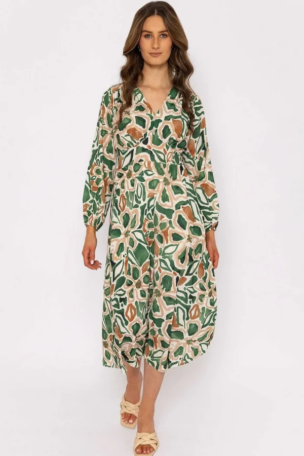 Cliodhna Green Printed Midi Dress