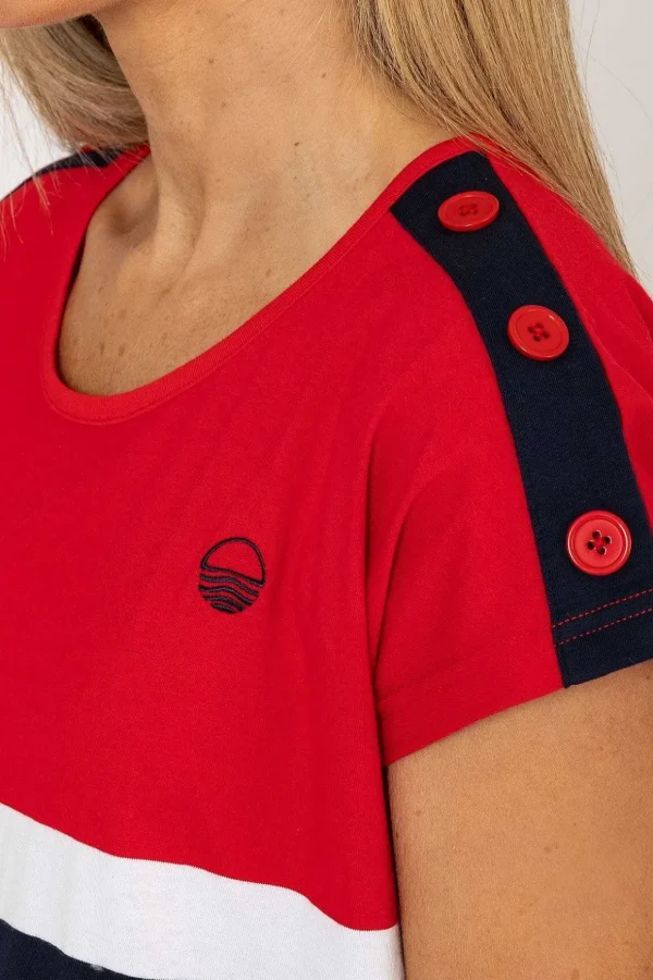 Colour Block Stripe T-Shirt In Red