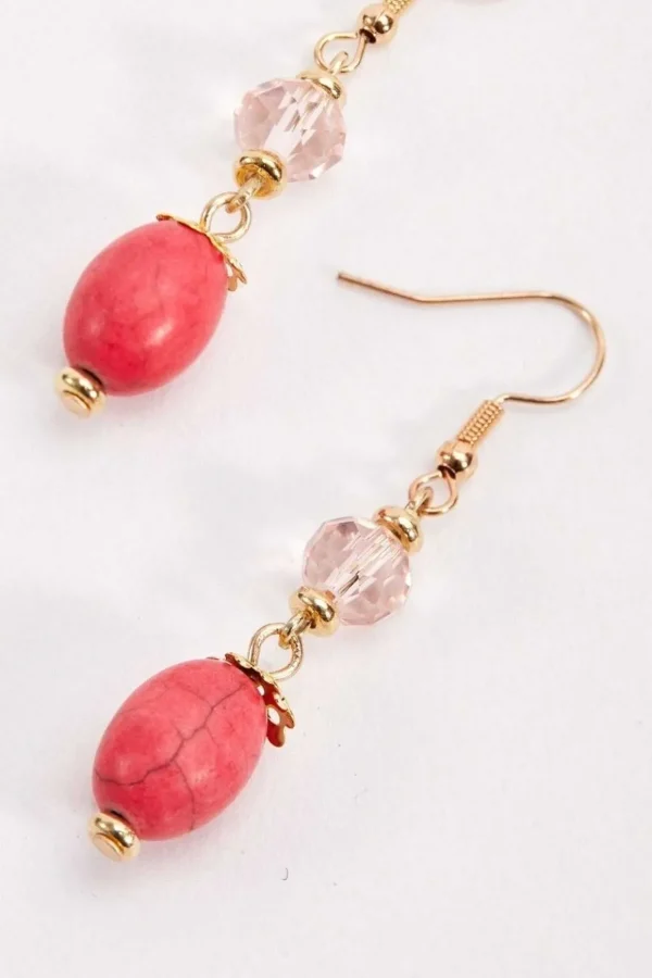 Coral Beaded Earrings