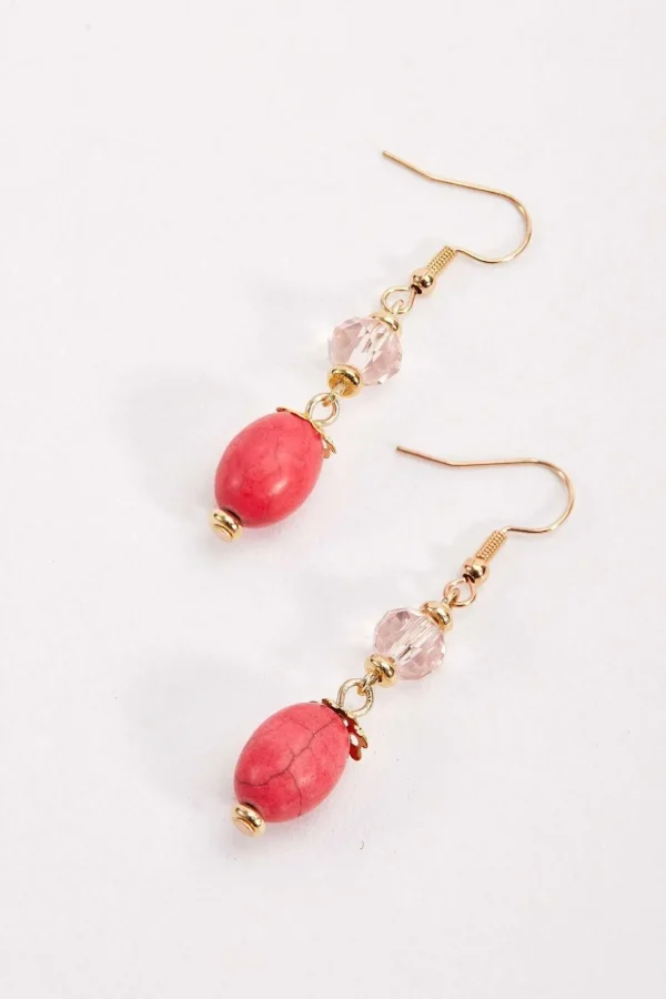 Coral Beaded Earrings