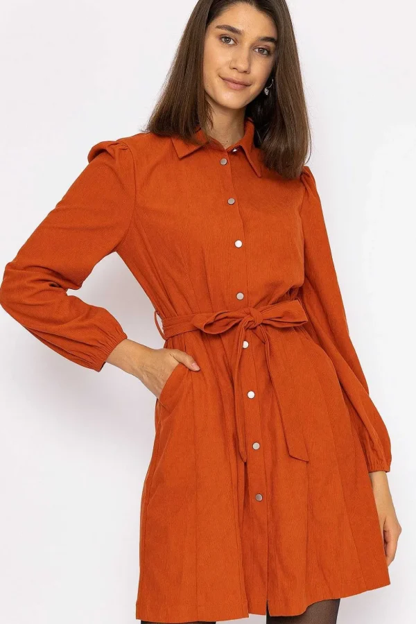 Cord Mini Dress In Rust