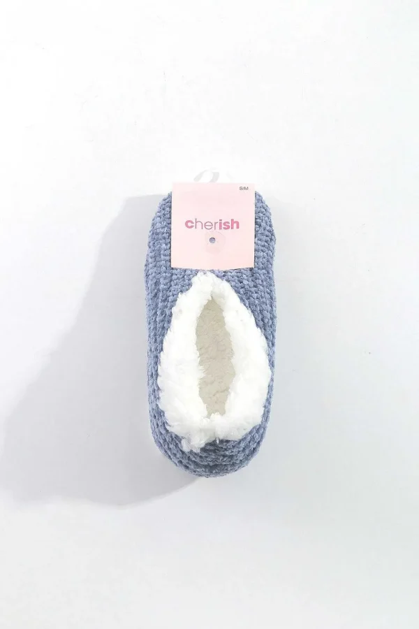 Cosy Knit Slipper Sock In Navy