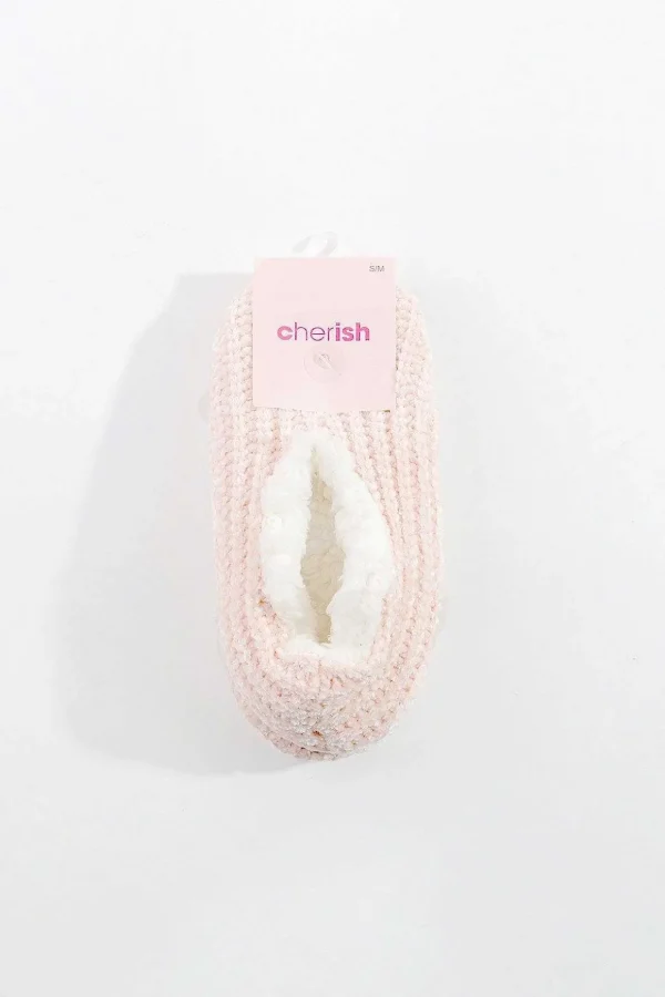 Cosy Knit Slipper Sock In Pink