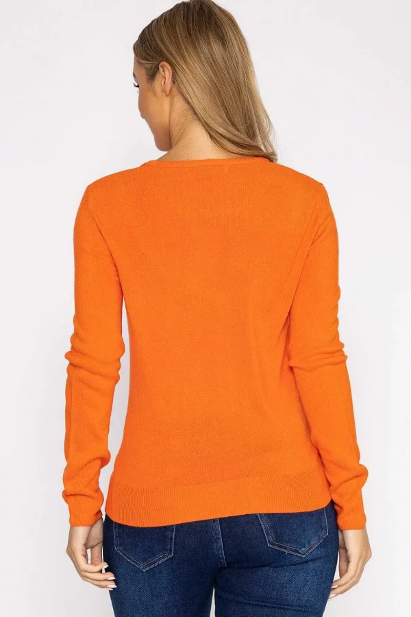 Crew Neck Cashmilon Knit In Coral