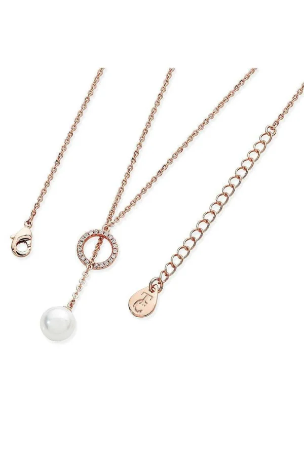 Cubic Zirconia Circle Pearl Feeder Necklace