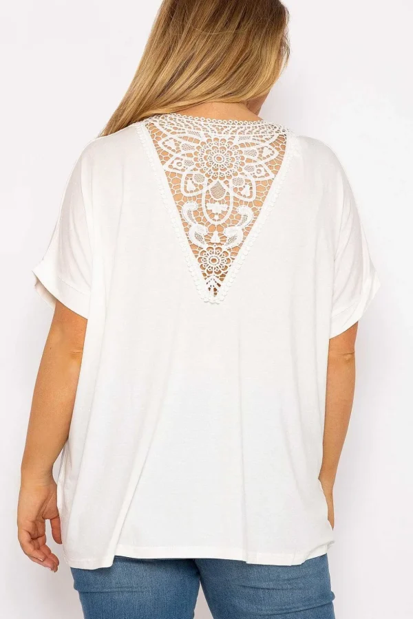 Curve - Curve Medallion Lace Back Top In Ivory