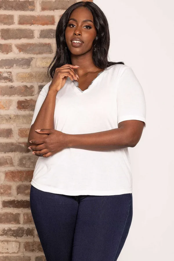 Curve - Daisy V-Neck Top In White