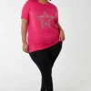 Curve - Diamante Star Oversized Top In Pink