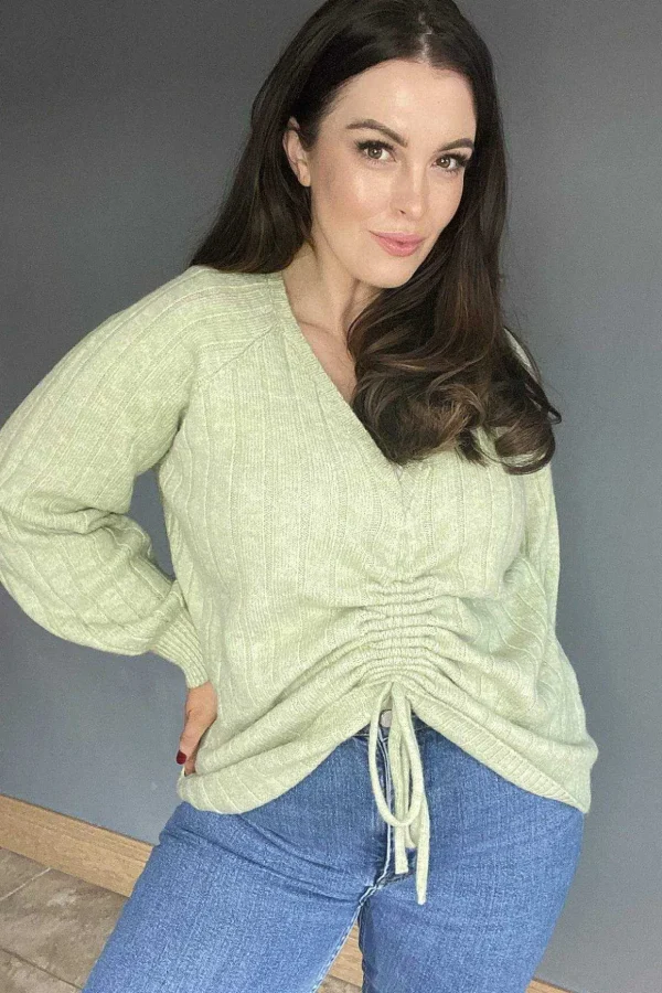 Curve - Kaylee String Blouse In Green