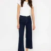 Denim Cropped Wide Leg Jeans