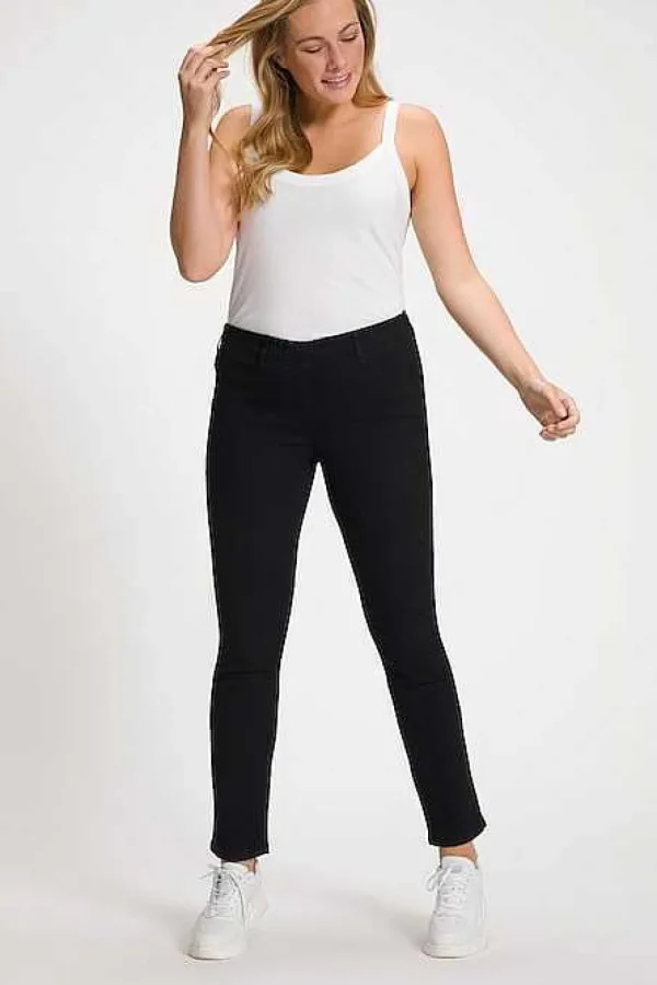 Denim Look Elastic Jeggings In Black