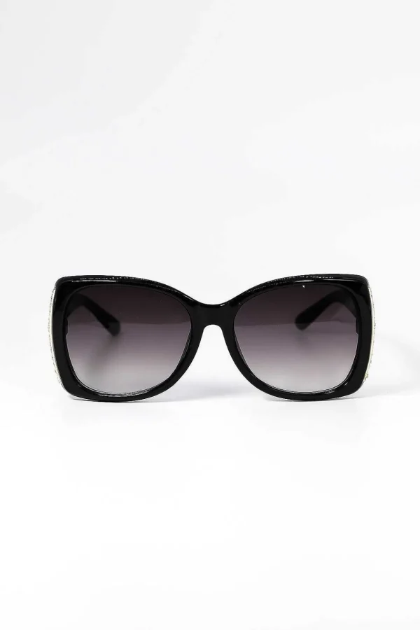 Diamante Oversized Sunglasses In Black