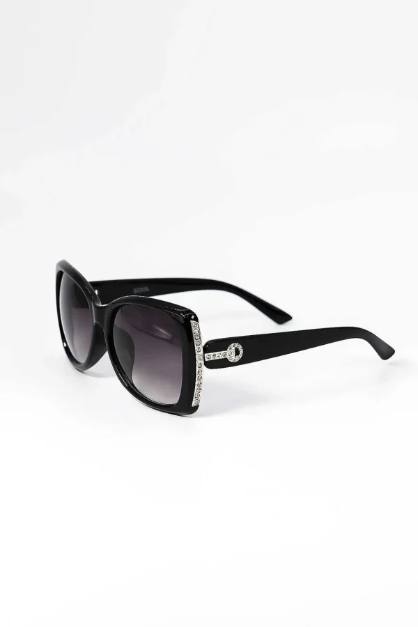 Diamante Oversized Sunglasses In Black