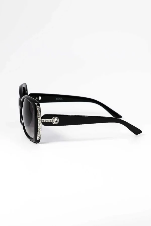 Diamante Oversized Sunglasses In Black