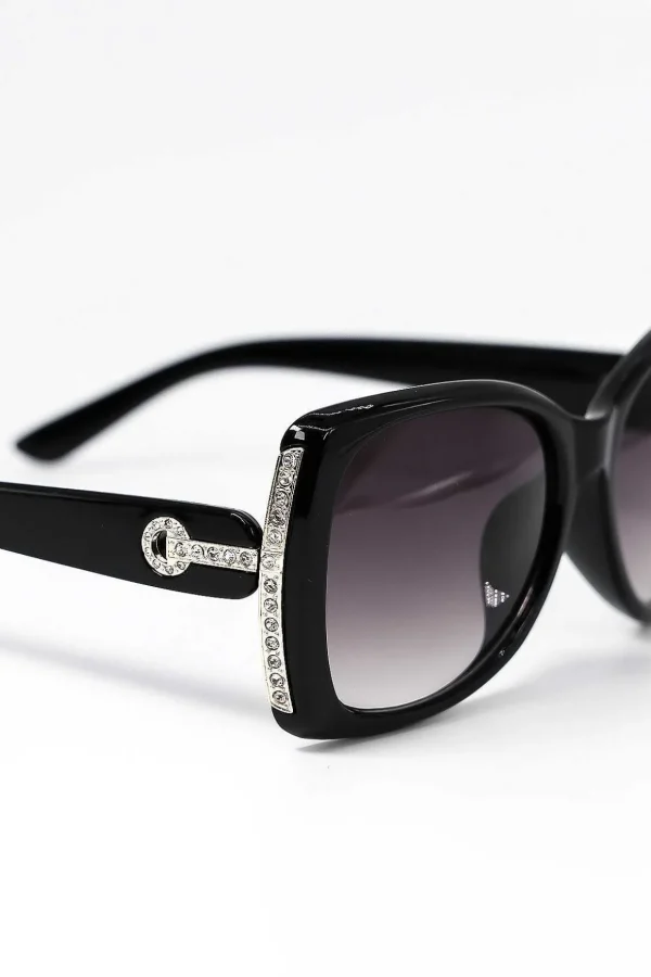 Diamante Oversized Sunglasses In Black