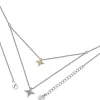 Double Floating Star Necklace In Silver