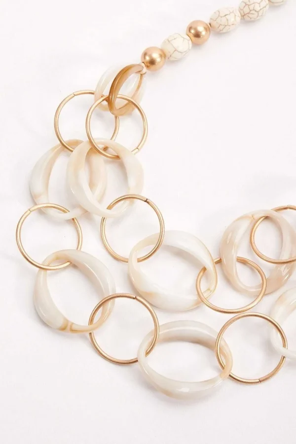 Double Layered Beige Hoop Necklace