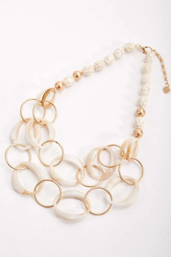 Double Layered Beige Hoop Necklace