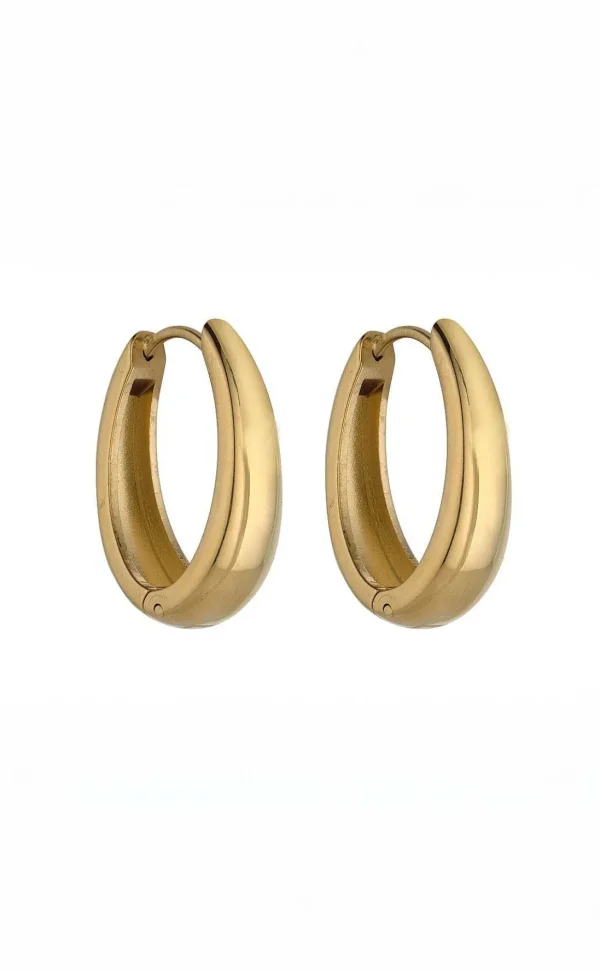 Elegant Oval Gold Hoop Earrings