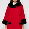 Faux Fur Trim Jacket In Red