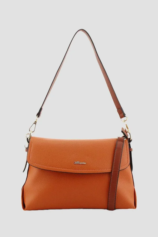 Flapover Shoulder Bag In Orange