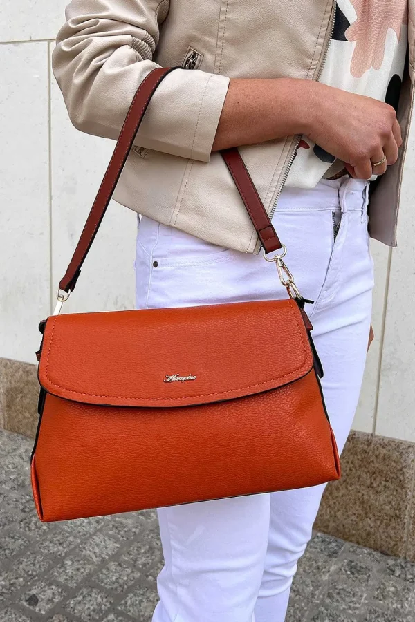 Flapover Shoulder Bag In Orange