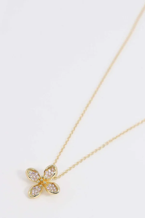 Flower Necklace In Gold