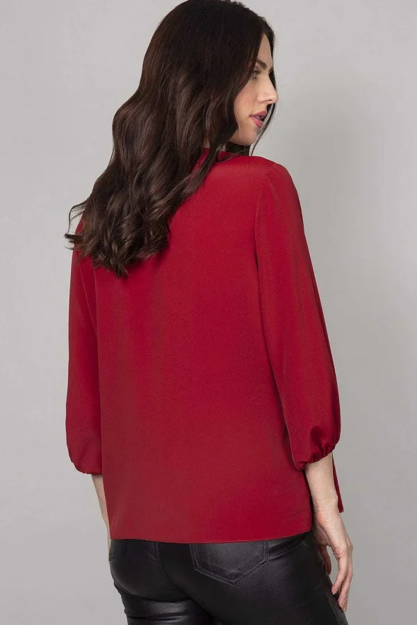Frill Blouse In Burgundy