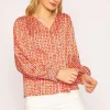 Geo Print Blouse In Red