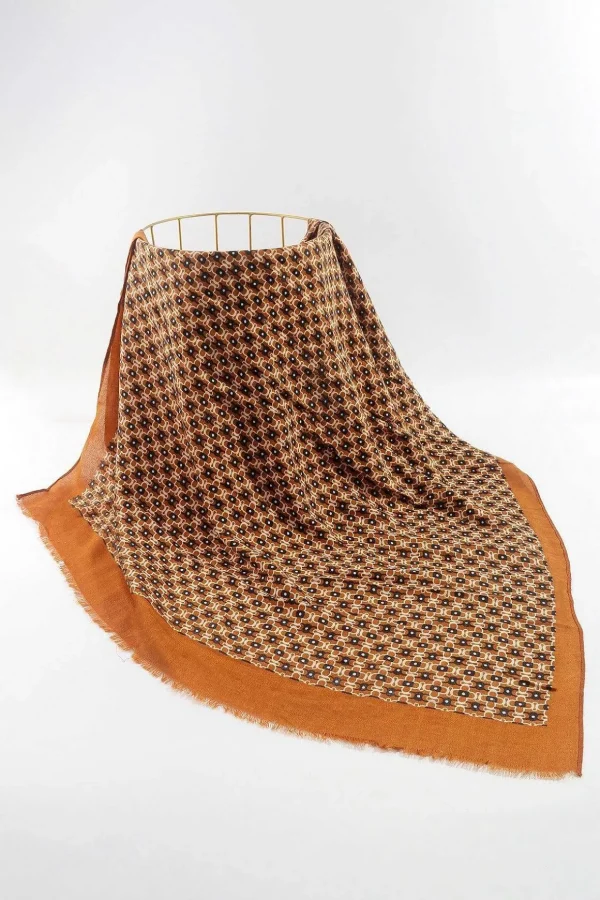 Geo Print Scarf In Brown