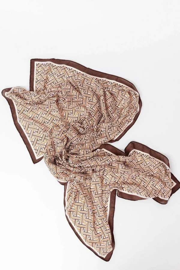 Geo Print Scarf In Coffee