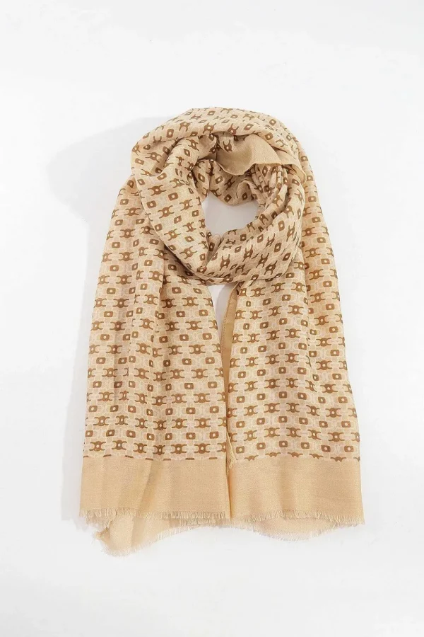 Geo Print Scarf In Cream