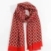 Geometric Print Scarf In Red