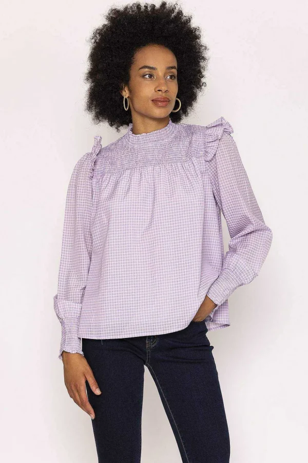 Gingham Blouse In Purple