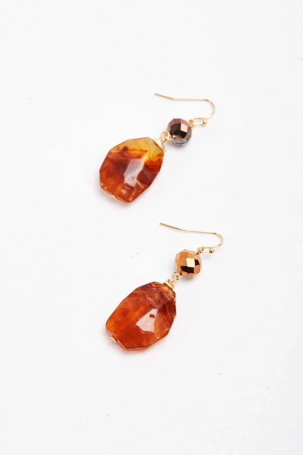 Gold And Brown Beaded Earrings