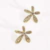 Gold Diamante Floral Earrings