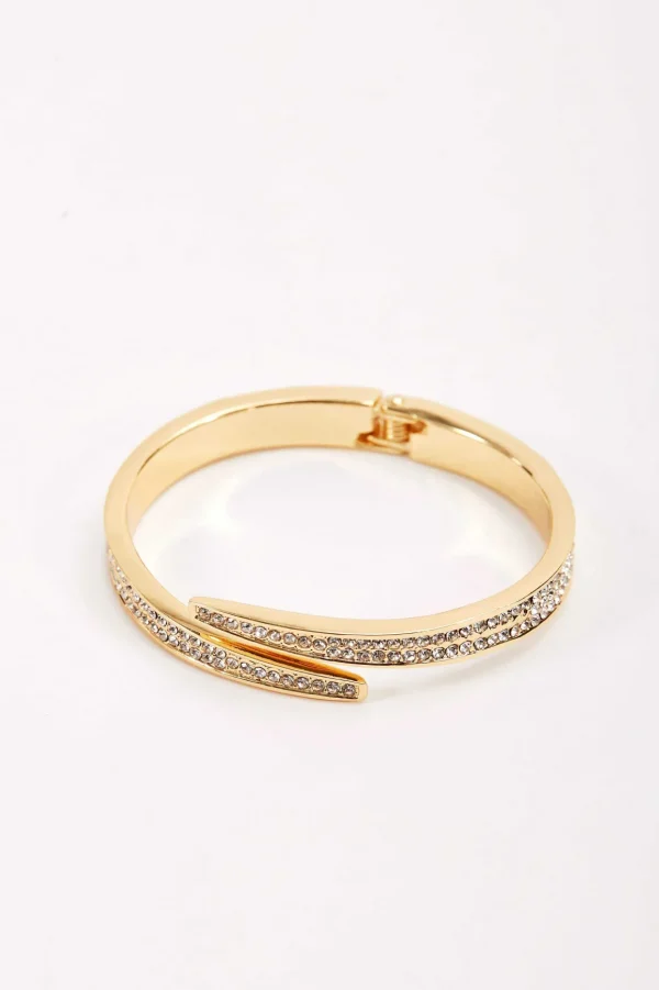 Gold Hinge Diamante Bangle