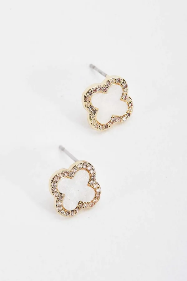 Gold Tone Finish Earrings With Crystals