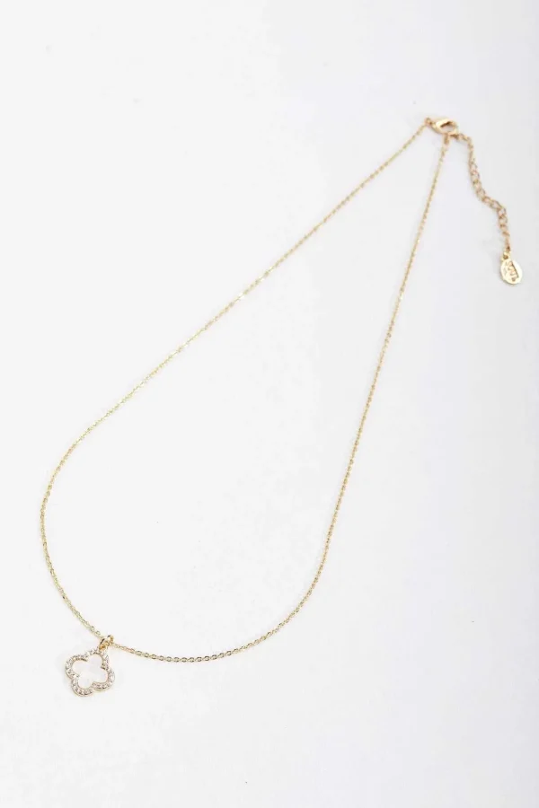 Gold Tone Finish Necklace With Crystals