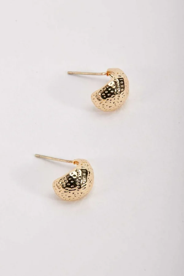 Gold Tone Textured Teardrop Earrings