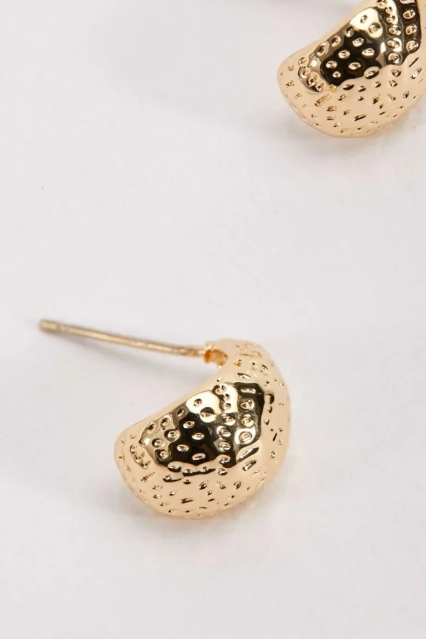 Gold Tone Textured Teardrop Earrings