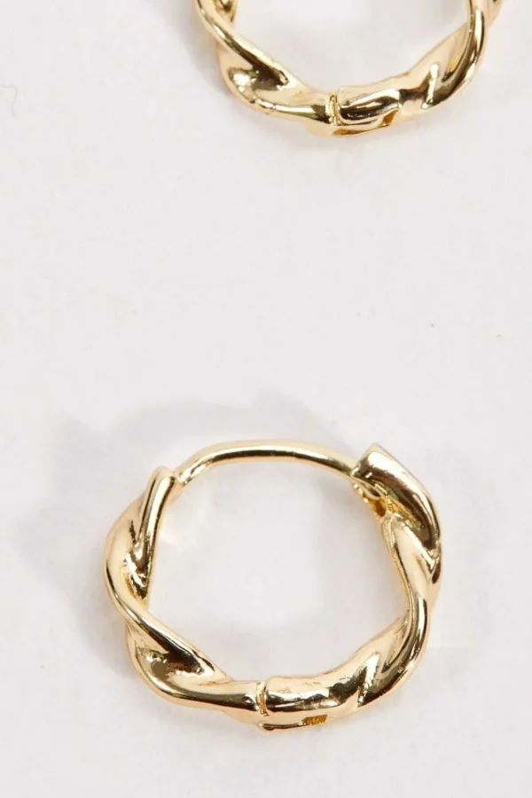 Gold Tone Twist Hoop Earrings