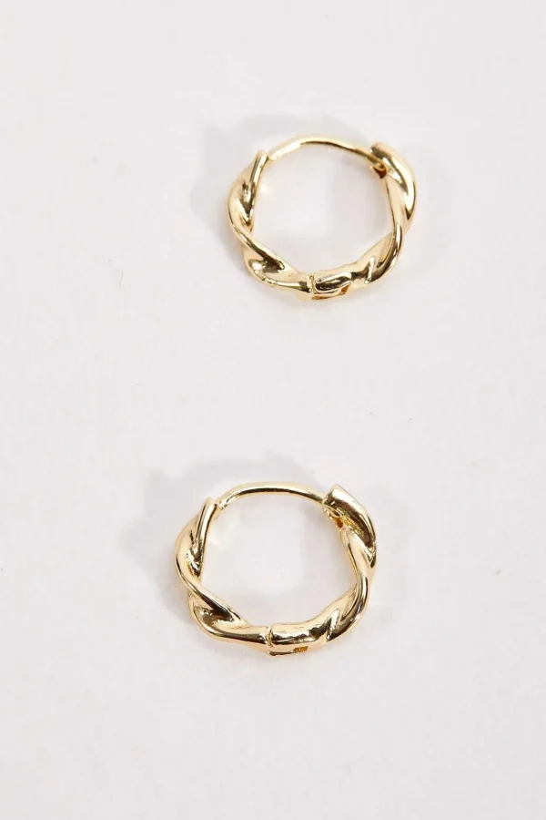 Gold Tone Twist Hoop Earrings