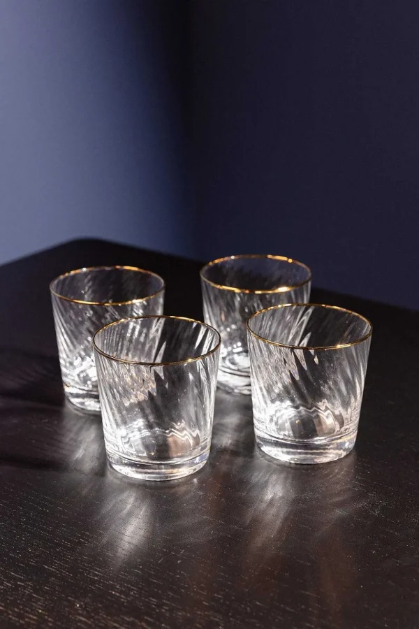 Gold Trimmed Water Glass Set Of 4