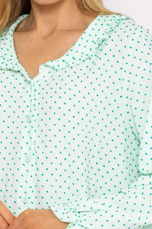 Green Dobby Jacquard Blouse