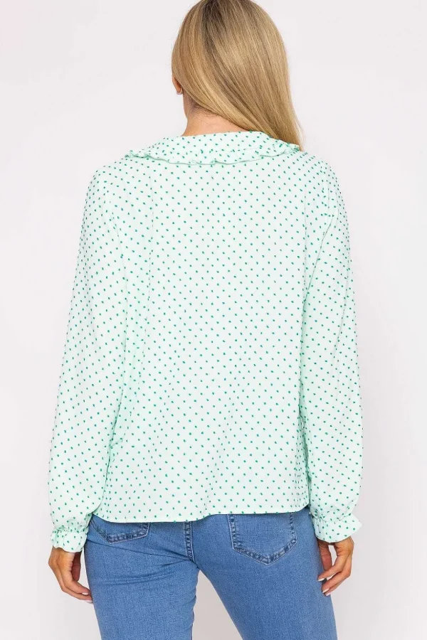 Green Dobby Jacquard Blouse