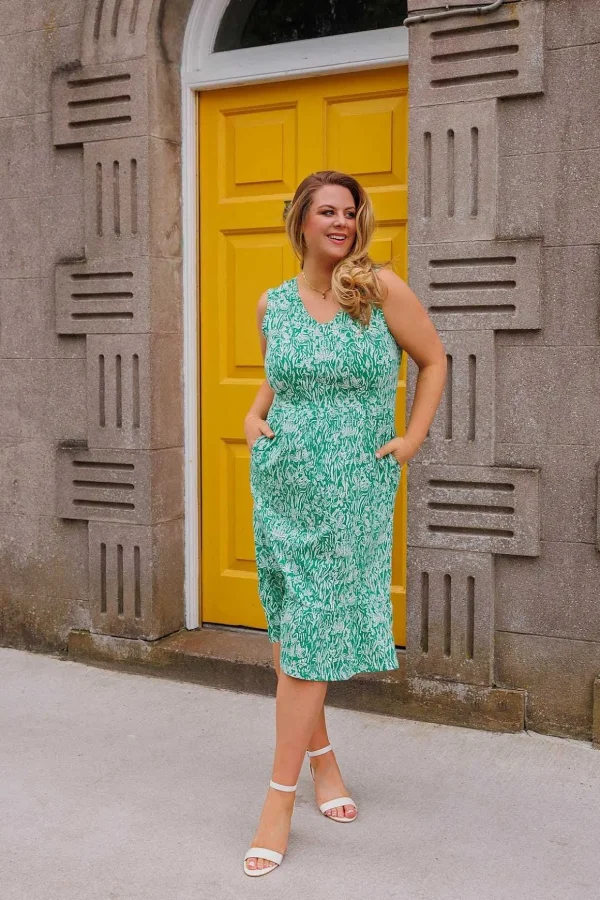 Green Printed Jersey Dress